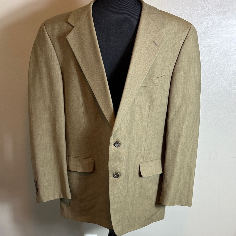 Jones New York Classic Cashmere Worsted Men's Tan Blazer Two-Button Jacket 44R